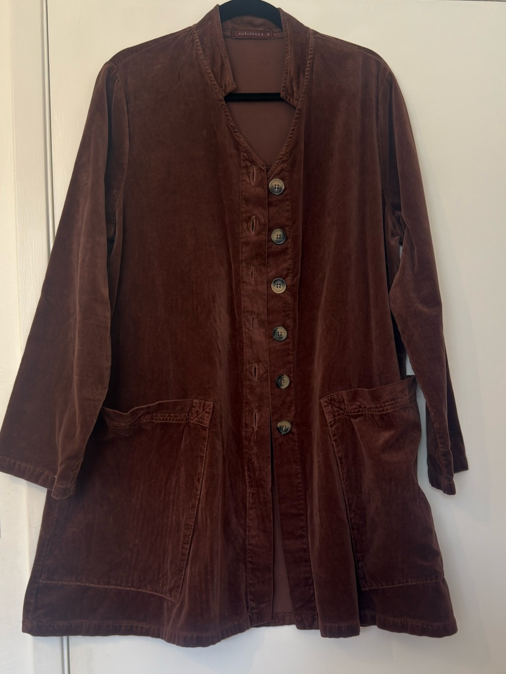 Brown velvet casual unlined coat by Cut Loose size M EUC